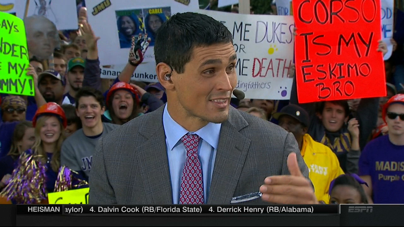 Illustration for article titled Lee Corso Does Butt Chugs: Today's James Madison College GameDay Sign Roundup